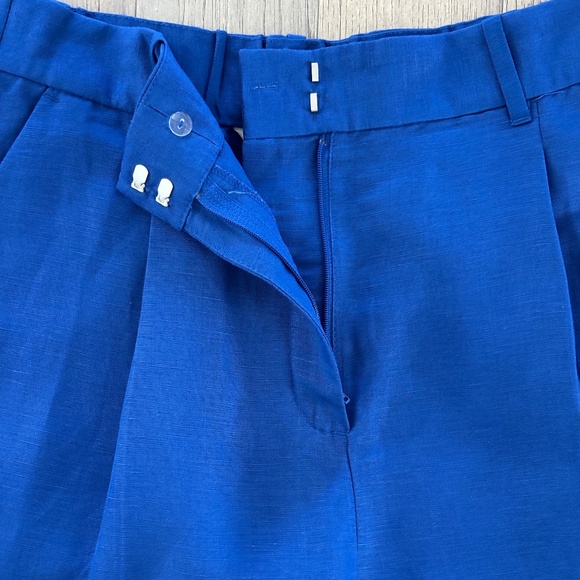H&M Linen Blend Pleated Shorts - Blue Size 10 - Picture 5 of 10